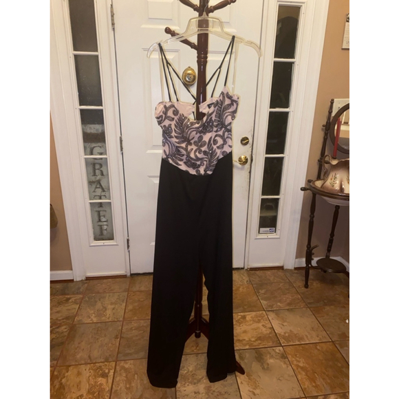 bebe Pants - Women's bebe Jumpsuit XL Black & cream